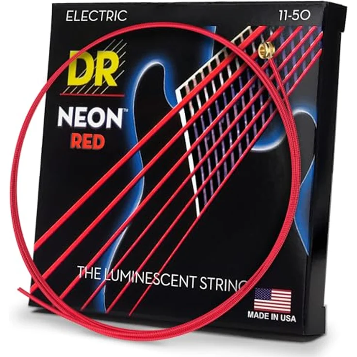 DR Strings Hi-Def Neon Red Electric Heavy, Gitarrensaiten aus beschichtetem Nickel, handgefertigt in den USA – Bild 1