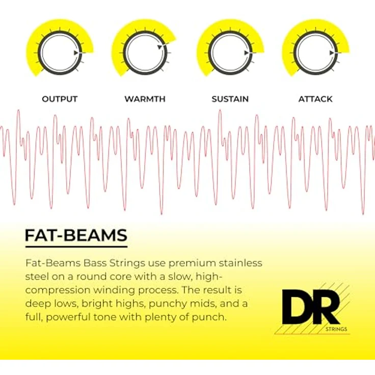 DR Strings Fat-Beams FB6-30, 6-saitiger E-Bass-Saitensatz aus rostfreiem Stahl, long scale medium gauges 30-45-65-85-105-125 – Bild 5