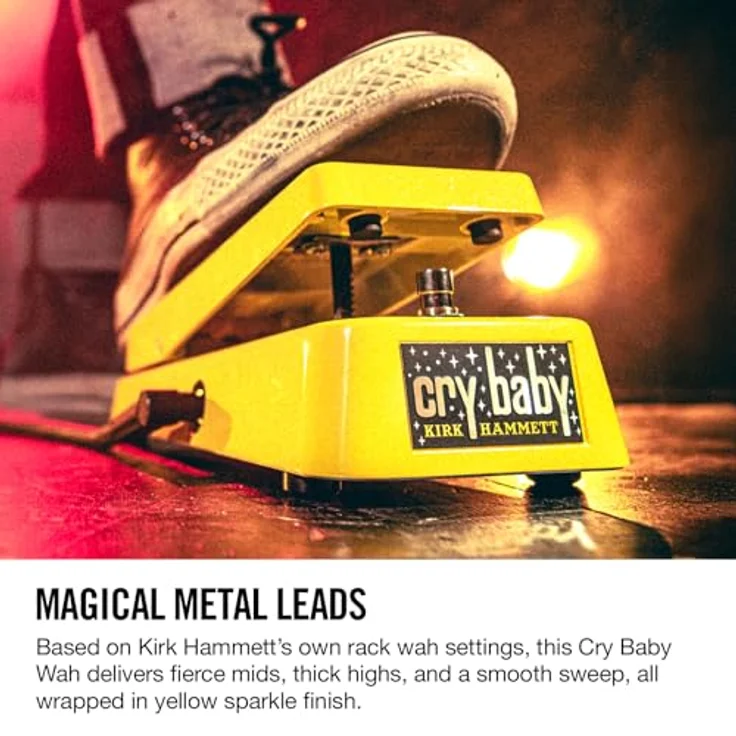Dunlop Kirk Hammet Cry Baby Wah, Wah Wah Pedal für Gitarre, Limited Edition in Gelb Sparkle, Made in the USA – Bild 2