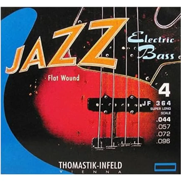 Thomastik-Infeld Flat Wound E-Bass JF364 - 4-Saiten Satz für Jazz Bass, Super Long Scale 36", Stärken .044 .057 .072 .096, warmen Klang und hohe Qualität – Bild 1