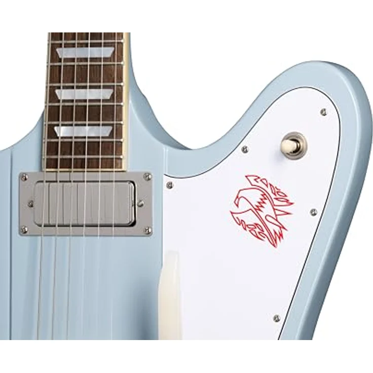 Epiphone 1963 Firebird V, E-Gitarre mit Mahagoni Korpus, Alnico 5 Mini-Humbucker und ReDesigned Maestro Tremolo, Frost Blue – Bild 4