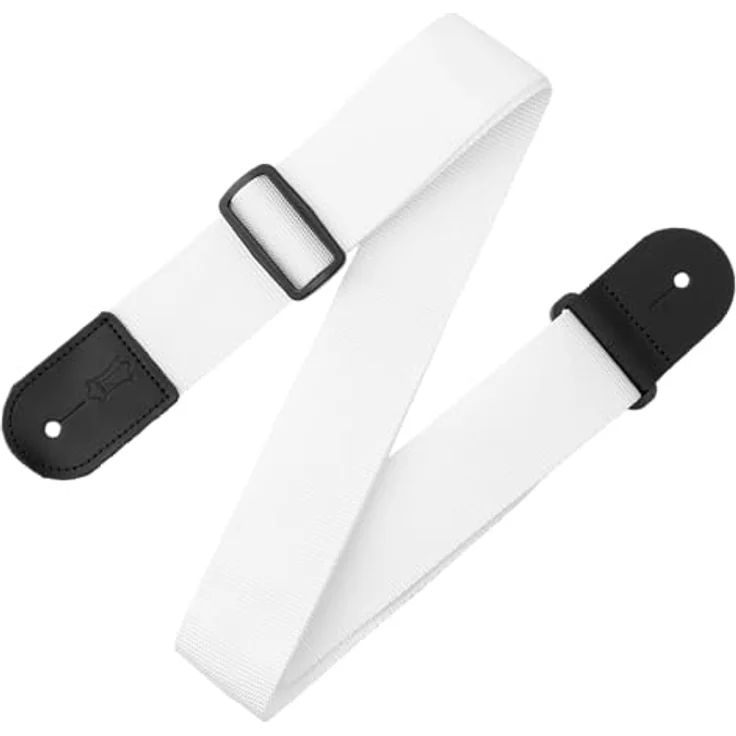 Levys Poly Strap 2" WH, Gitarrengurt aus Polypropylen mit Lederendstück, verstellbar von 89 cm bis 157 cm, Farbe Weiß – Bild 1