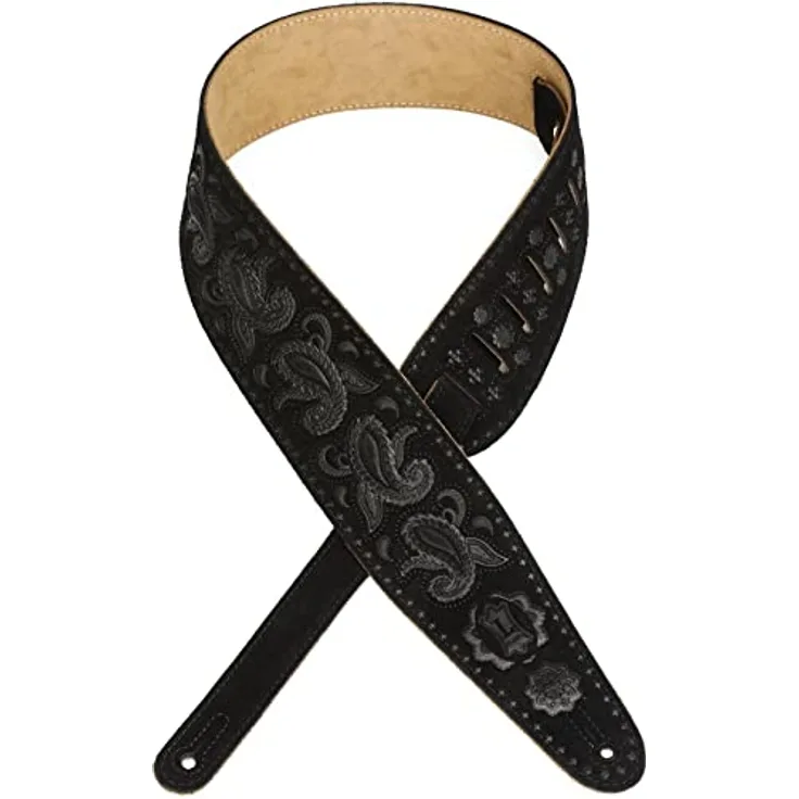 Levys Black Paisley Suede Strap, Gitarrengurt mit Wildleder Innenseite, verstellbar von 94 cm bis 130 cm, schwarz