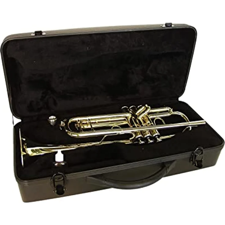 DIMAVERY TP-20 B-Trompete, gold, Mittelklasse-Modell mit hochvergütetem Messing Schallstück und Mundrohr, inkl. Mundstück und ABS-Case – Bild 3