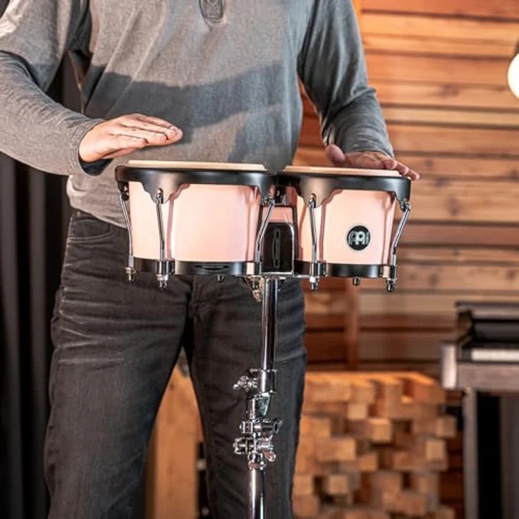 Meinl HB50FP Journey Bongo, 6,5" Macho & 7,5" Hembra, aus ABS Kunststoff, Flamingo Pink, handselektierte Wasserbüffelfelle, inklusive Stimmschlüssel – Bild 12