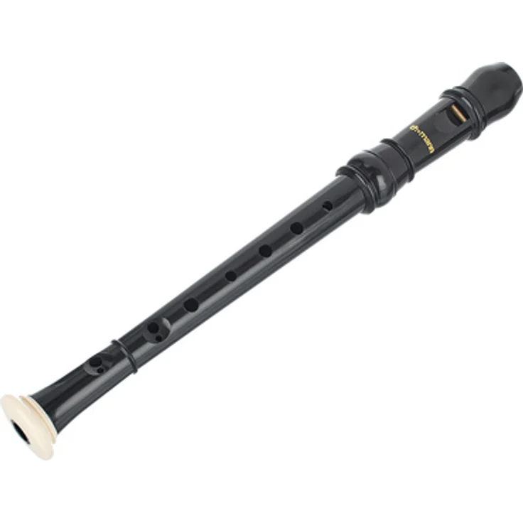 Thomann TRSI-31B Sopranino Recorder, 2-teilige Sopraninoblockflöte mit barocker Griffweise, schwarz mit weißem Ring, inkl. Tasche