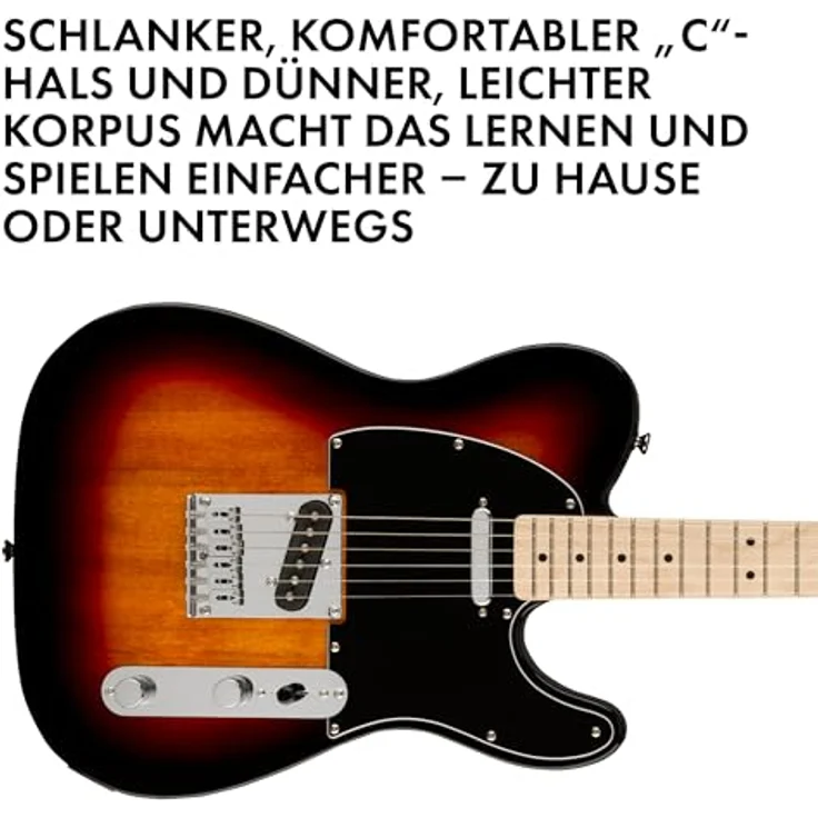 Squier by Fender Affinity Series Telecaster, E-Gitarre mit Ahorngriffbrett und schwarzer Schlagplatte, 3-Tone Sunburst, inkl. kostenlose virtuelle Kurse auf Fender Play – Bild 3