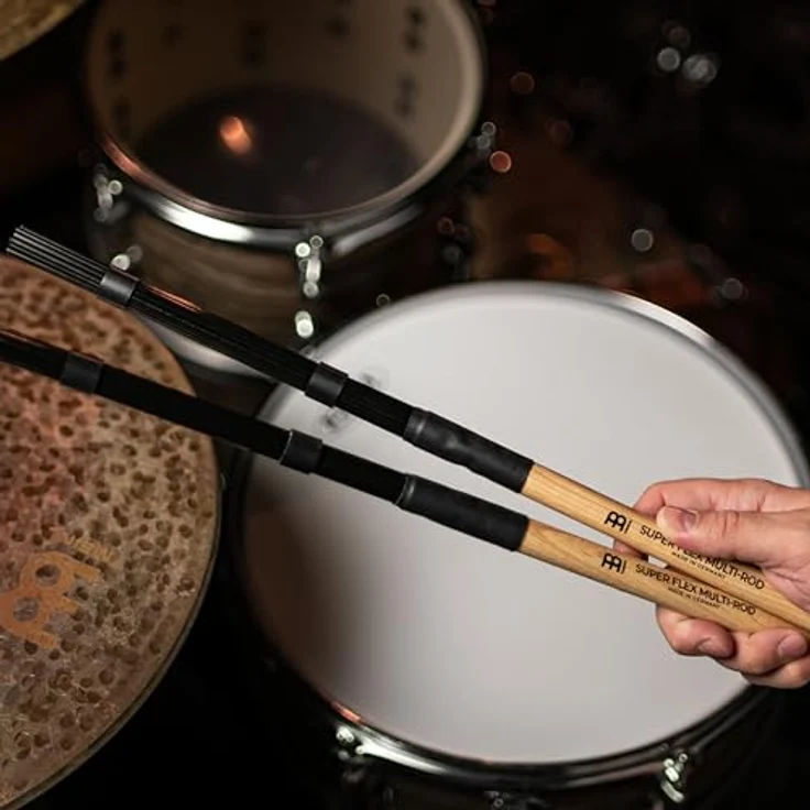 Meinl SB206 Multi-Rod Nylon Super Flex, Drumsticks aus Hickory mit Gummiringen zur Klangveränderung, 15,5 mm Durchmesser, 384 mm Länge – Bild 2