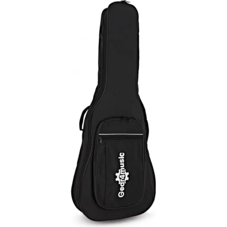 Gear4Music Gepolsterte Gitarrentasche für 3/4-Konzert-/Akustikgitarren, leichtes Design mit verstellbarem Gurt und Fronttasche für Zubehör
