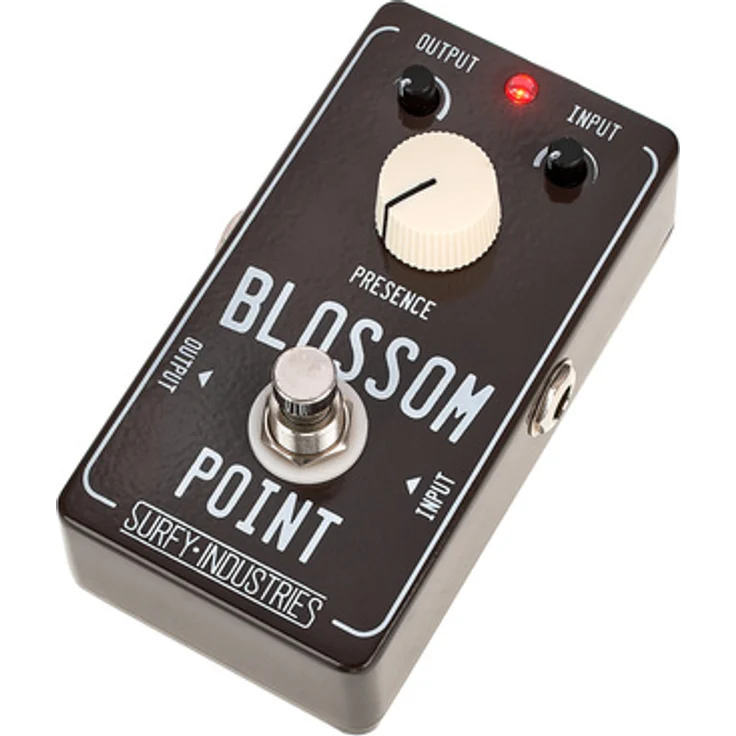 Surfy Industries Blossom Point Boost, Gitarren-Effektpedal zur Klangemulation eines Brownface-Verstärkers, mit Reglern für Input, Output und Presence