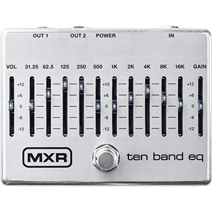 MXR 10 Band Equalizer Silver, grafischer Equalizer mit +/-12dB Boost/Cut, True Bypass und beleuchteten Schiebereglern – Bild 1