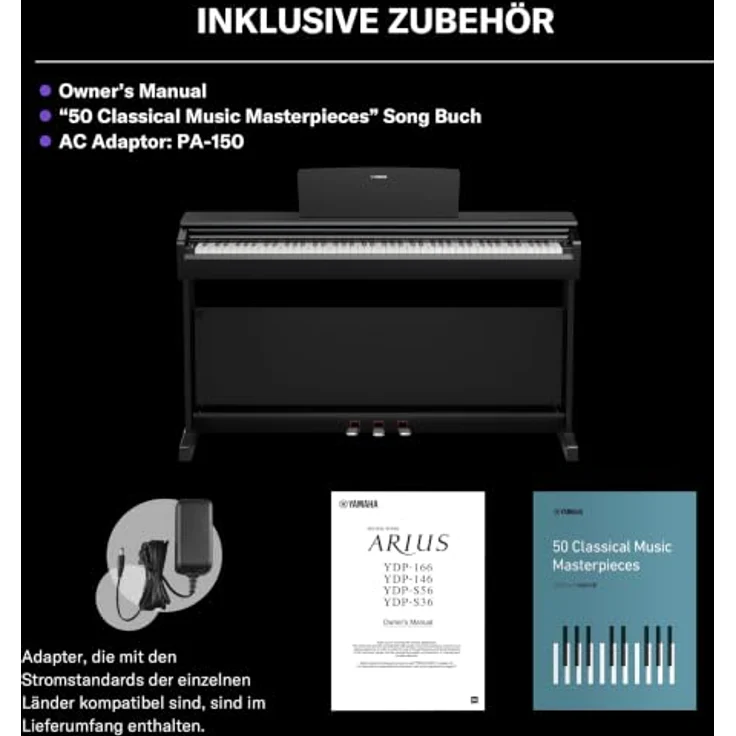 Yamaha YDP-145 B Arius Set, Digital Piano mit Klavierbank und Kopfhörer, schwarz – Bild 9