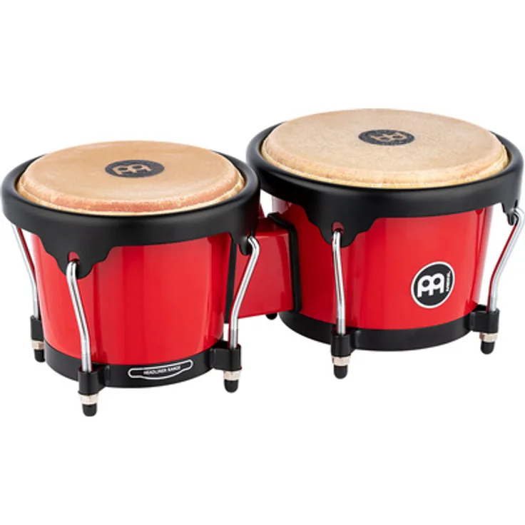 Meinl HB50R Journey Bongo, Bongos in Rot, 6,5" Macho & 7,5" Hembra, aus ABS Kunststoff mit handselektierten Wasserbüffelfellen, inkl. Stimmschlüssel