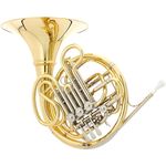 Hans Hoyer 6801A-L Double Horn, F/Bb Doppelhorn mit Neusilber Ventilbüchsen, Goldmessing Mundrohr und 310 mm Schallstück, klar lackiert inkl. Mundstück und Koffer