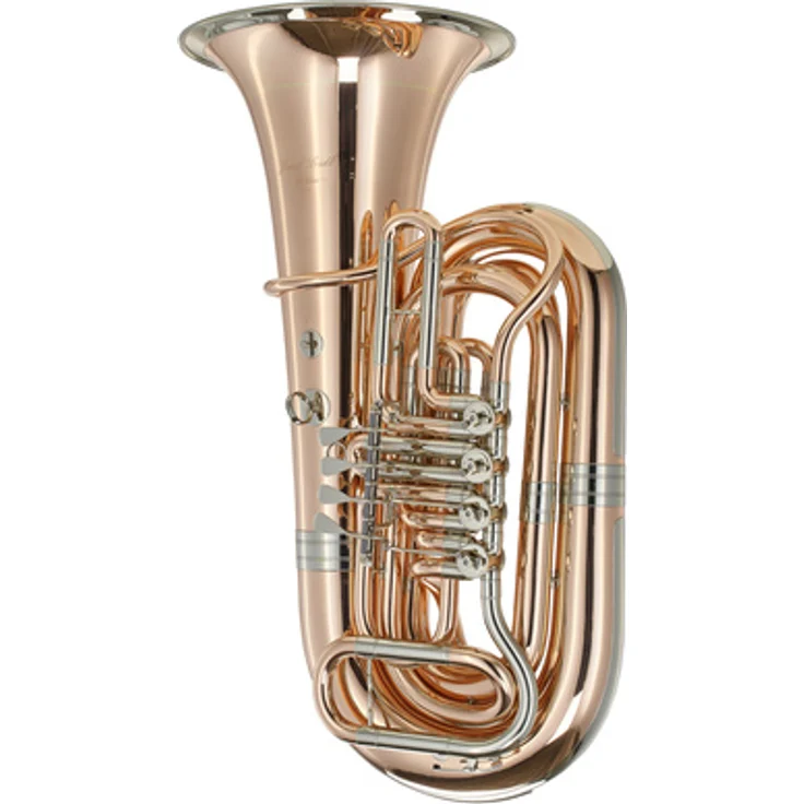 Josef Lidl Moldau LBB 784-4M GM Bb-Tuba, 4/4 Größe mit 4 Zylinderventilen, Goldmessing Korpus, Ø Schallstück 420 mm, Klarlack Finish, inkl. versilbertem Mundstück und Gig-Bag