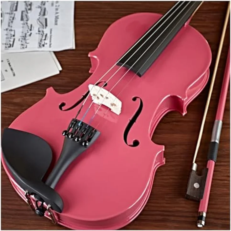 Gear4Music Student Violine 1/2, Rosa, ideal für Anfänger mit hochwertigen Tonhölzern und Hartschalenkoffer – Bild 3