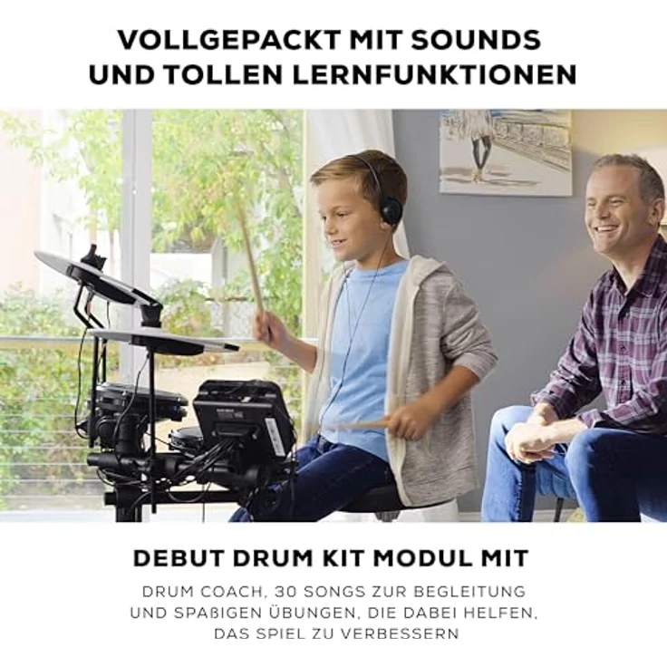 Alesis Debut Kit, komplettes E-Drumset für Einsteiger mit 10 Drumkits, 120 Sounds, 30 Patterns, inkl. Sitz, Sticks, Kopfhörer und USB-MIDI – Bild 3