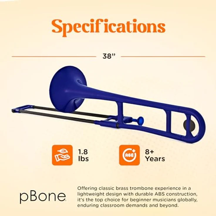 pBone music pBone Blue, Bb-Tenorposaune aus ABS-Kunststoff, leicht und ergonomisch, inkl. Mundstück und Gig Bag, blau – Bild 4