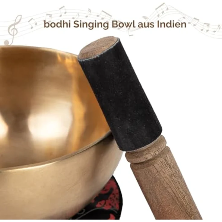 Bodhi Tibetische Klangschalen Set, handgefertigt aus Bronze, Ø 11 + 15 + 19 cm, inkl. Kissen & Klöppel, goldfarben, ideal für Meditation und als spirituelles Geschenk – Bild 2