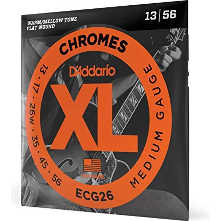 D'Addario ECG26 Chromes, Flatwound E-Gitarrensaiten aus Edelstahl, Medium (13-56), Mellow Tone, hergestellt in den USA – Bild 1