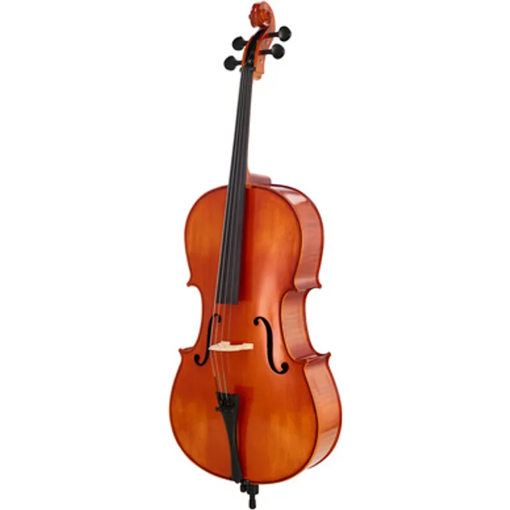 Hidersine Vivente Cello Set 3/4, Cello mit massiver Fichtendecke, Ahornboden und -zargen, Ebenholzgriffbrett, Aluminium Saitenhalter, inkl. Bogen und Tasche