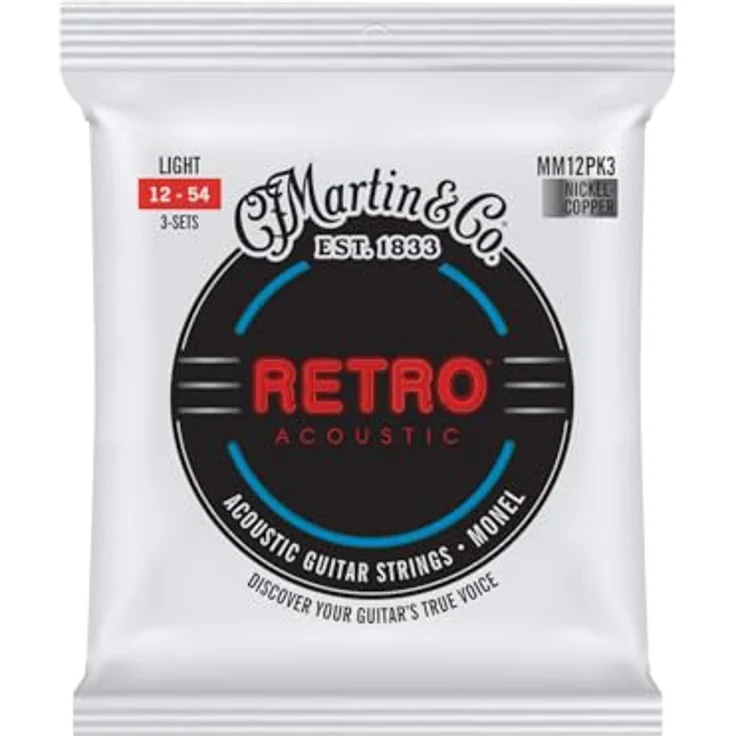 Martin MM12PK3, 3er-Pack Saiten für Akustikgitarre Retro Acoustic, Monel Nickel/Kupfer-Legierung, Light 12-54 – Bild 1