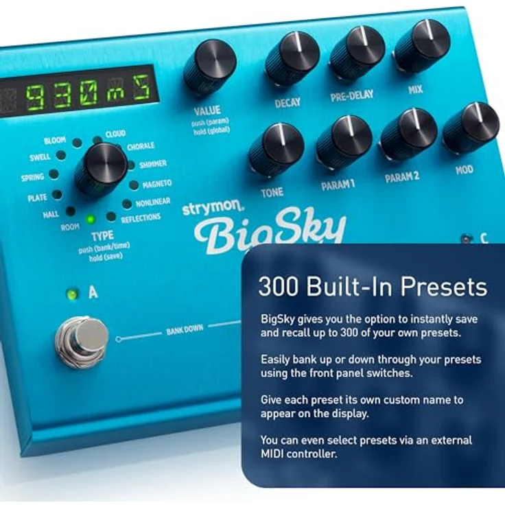 Strymon Big Sky, E-Gitarreneffekt mit 12 Reverb-Typen, 300 Presets, MIDI steuerbar, inklusive 9V Netzteil – Bild 3