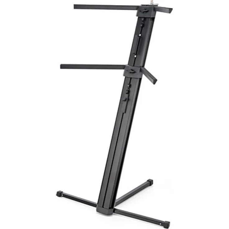 Millenium KS-3000 B, Keyboard-Ständer für 2 Keyboards, schwarz, mit transportablem Design und integrierter Mikrofonarm-Adapteroption