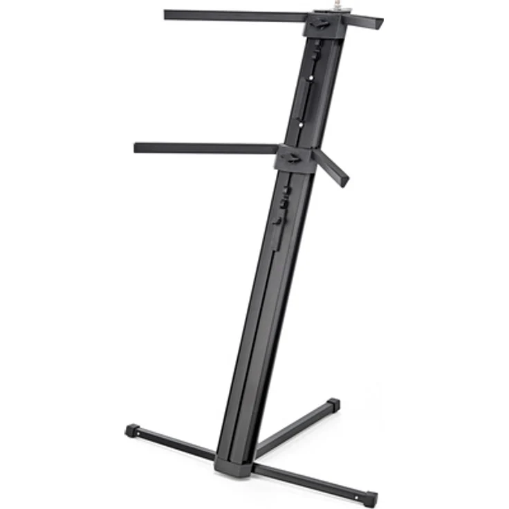 Millenium KS-3000 B, Keyboard-Ständer für 2 Keyboards, schwarz, mit transportablem Design und integrierter Mikrofonarm-Adapteroption