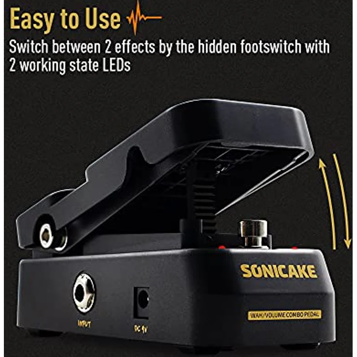 SONICAKE Wah Pedal VolWah, aktives Volume- und Wah-Expression Pedal mit 100% analoger Lautstärke, leichtem und robustem Gehäuse, inkl. zwei LED Anzeigen – Bild 5