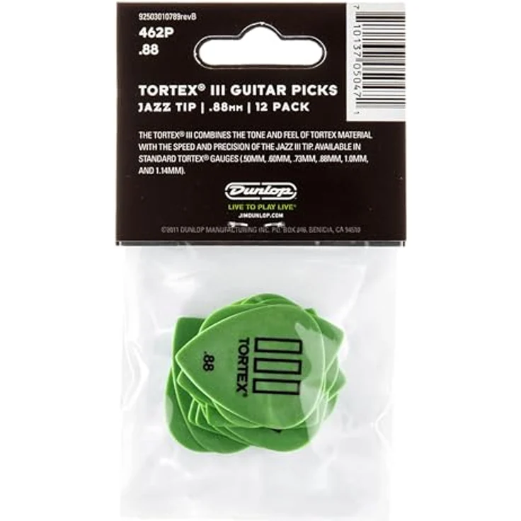 Dunlop Tortex III Riffle 088 Pack, Plektren-Players Pack mit 12 Stück, Stärke 0,88, grün – Bild 2