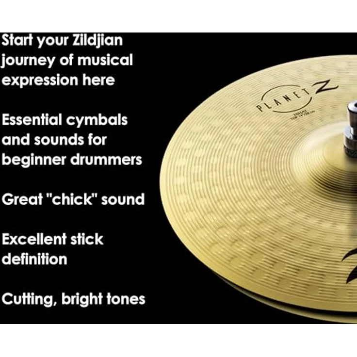 Zildjian 14" Planet Z Hi-Hat, Messing, Medium Top Becken, Heavy Bottom Becken, Regular Finish, Made in U.S.A. – Bild 4