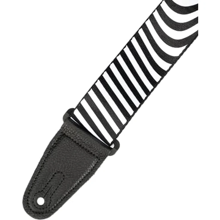 Levys Worm Hole Strap, Gitarrengurt aus Polyester mit Leder-Endstück, schwarz & weiß, verstellbar von 90 cm bis 154 cm, Optical Illusion Series – Bild 10