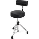 Gibraltar Schlagzeughocker 9000 Series Round mit Backrest, 35cm Durchmesser, höhenverstellbar 51-66cm, Vinyl-Sitzfläche, Super Lock, Dreibein-Position, 'Super Foot' Gummifüße