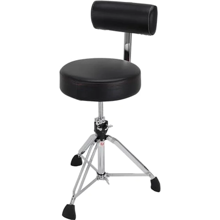 Gibraltar Schlagzeughocker 9000 Series Round mit Backrest, 35cm Durchmesser, höhenverstellbar 51-66cm, Vinyl-Sitzfläche, Super Lock, Dreibein-Position, 'Super Foot' Gummifüße – Bild 1