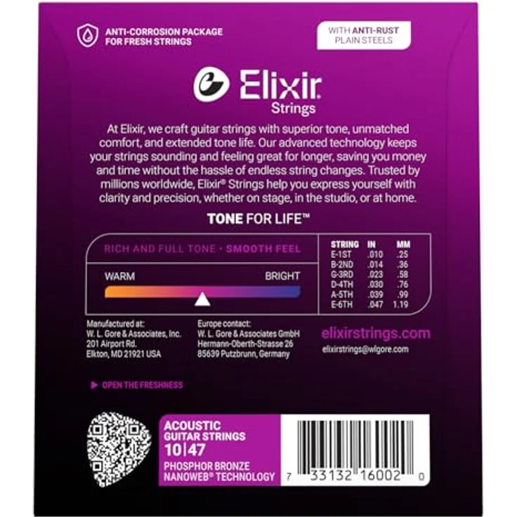 Elixir 16002 Phosphor Bronze Akustik-Gitarrensaiten mit NANOWEB Beschichtung, Extra Light (.010-.047) – Bild 2