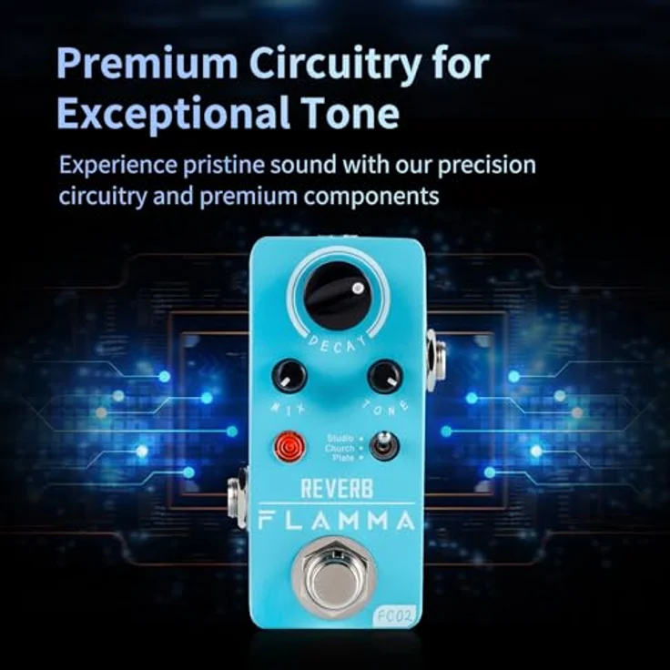 Flamma FC02 Reverb, Reverb-Pedal mit Studio, Church und Plate Effekten, echtes Metallgehäuse – Bild 5