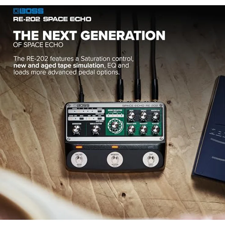 BOSS RE-202 SPACE ECHO, Tape Echo Delay Reverb Effektpedal mit True Stereo, Stereo-Federhall und Wow & Flutter – Bild 3