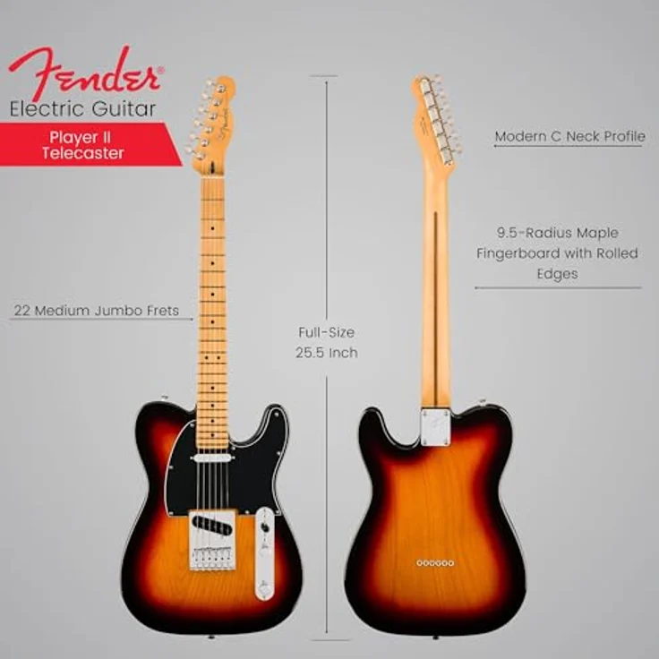 Fender Player II MN 3-Color Sunburst, E-Gitarre mit hochwertiger Verarbeitung und ausgewählten Materialien – Bild 3