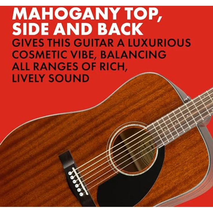 Fender CD-60S Dreadnought Akustikgitarre, All-Mahagoni, Walnuss-Griffbrett, natürliche Farbe, inklusive kostenloser virtueller Lektionen – Bild 3