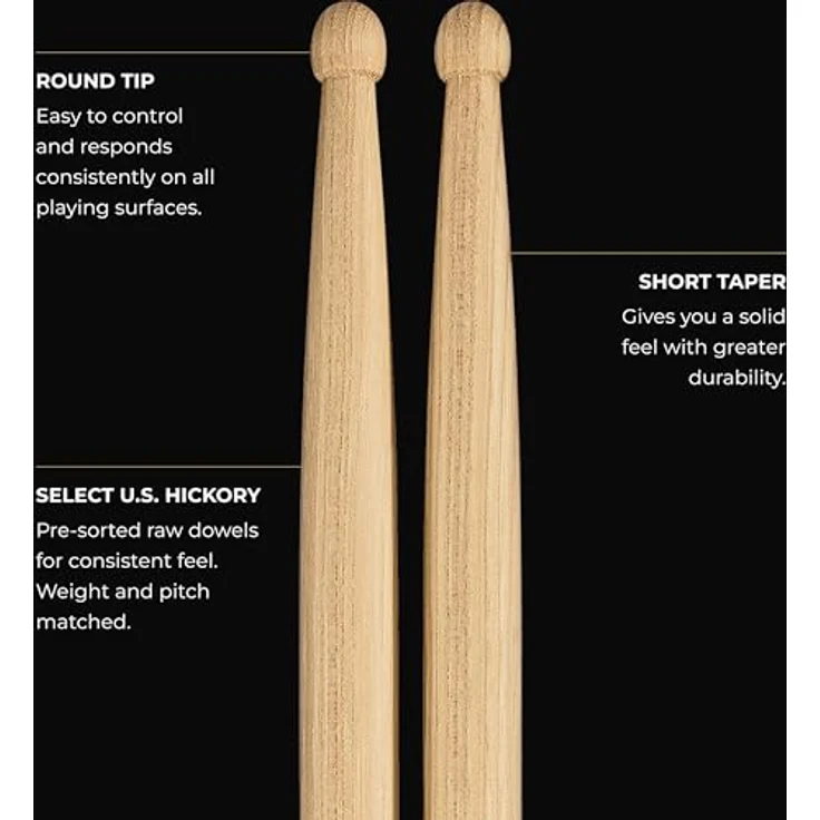 Meinl Luke Holland Signature Sticks, American Hickory Drumsticks, Medium Gewicht, 411 mm Länge, 14,7 mm Durchmesser – Bild 4