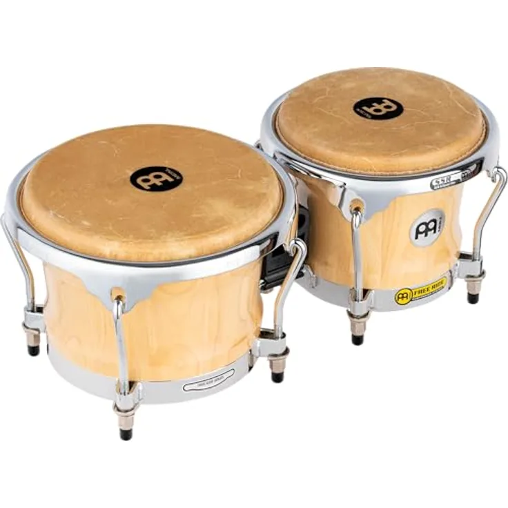 Meinl FWB400NT Bongoset Free Ride, Holz-Bongos in Natural, 7" & 8 1/2", mit Meinl Free Ride Suspension System und True Skin Kuhfellen
