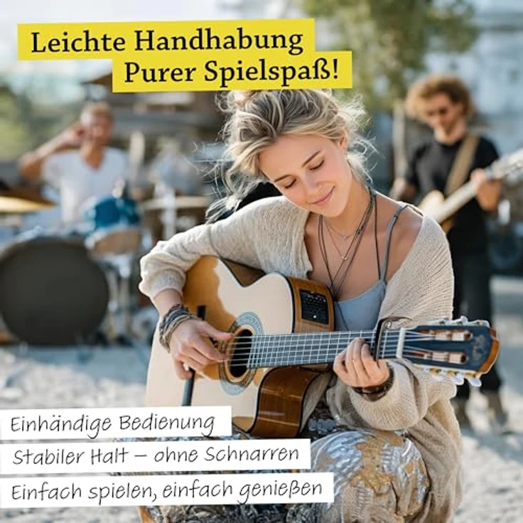 BELFORT® QuickPitch Kapodaster für Gitarre, bruchfestes Metall, einfache Einhandbedienung, inkl. 3 Plektren und gratis eBook, für Westerngitarre, Akustikgitarre, E-Gitarre, Ukulele – Bild 4