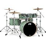 DW PDP CM7 Concept Maple Schlagzeug Set, 100% Ahornholz, Satin Seafoam, 7-lagig Toms und Bassdrum, 10-lagig Snare Drum, 22"x18" Bass Drum