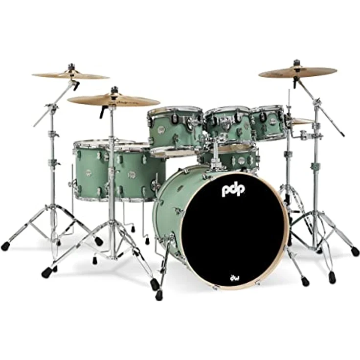 DW PDP CM7 Concept Maple Schlagzeug Set, 100% Ahornholz, Satin Seafoam, 7-lagig Toms und Bassdrum, 10-lagig Snare Drum, 22"x18" Bass Drum – Bild 1