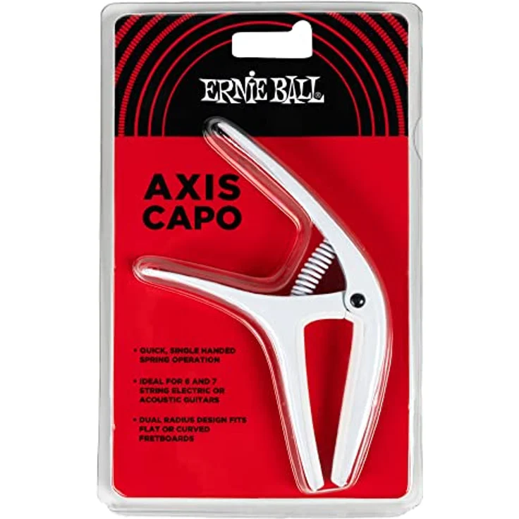 Ernie Ball Axis 2-in-1 Wendbarer Kapodaster für Akustik- und E-Gitarre, robuste Aluminiumkonstruktion, Weiß – Bild 2