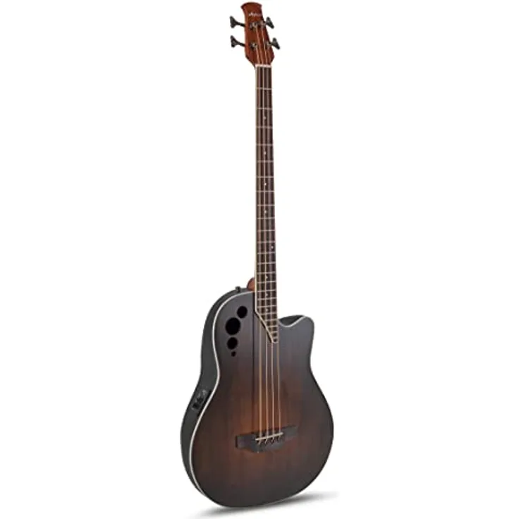 Applause Elite AEB4-7S, Mid-Depth Roundback E-/Akustikbass mit Cutaway, Fichtendecke, Vintage Varnish Satin