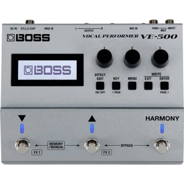 BOSS VE-500 Vocal Performer, Modernes Vocal-Multieffektgerät mit Auto-Harmonie, Tonhöhenkorrektur und Gitarreneingang für singende Gitarristen