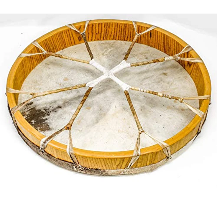 Terre Shaman Drum Goat Skin 60cm, runde Schamanentrommel aus Ziegenhaut, indonesischer Mahagoni-Rahmen, dunkler Klang, inklusive Schlägel – Bild 3