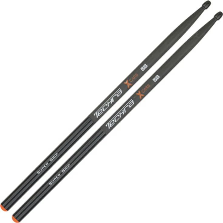 Techra XCarb 5B Supergrip, Drumsticks aus Carbon mit Anti-Rutsch Griff, schwarz
